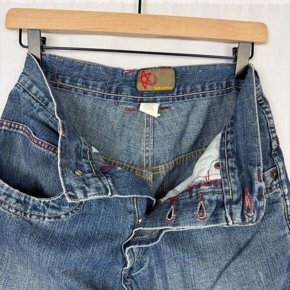 Vintage Y2K KIKWEAR Rave Jeans Mens 26X28.5 Wide Leg Big Pocket Skater Thrashed - Picture 6 of 15